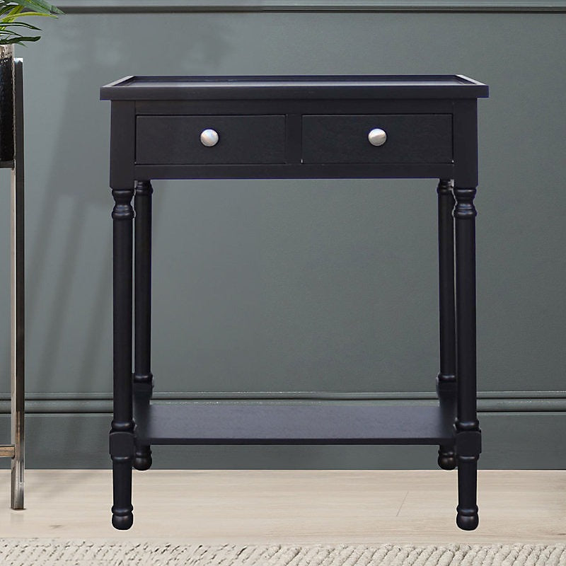 Vanity Living 60cm Black Hallway Console Table With Drawers-Furniture Kingdom